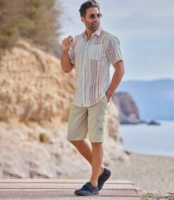 Beige Cargo-Bermuda Aus Microfaser -ATLAS FOR MEN Verkäufe 02312b020b3e253323ce5132b08d8423