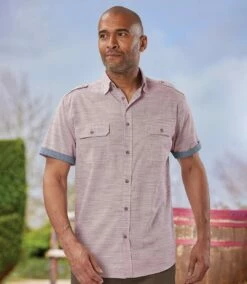 Kurzärmeliges Hemd Aus Geflammtem Popelin -ATLAS FOR MEN Verkäufe 1cdaf7afd24637e684a59304d8270575