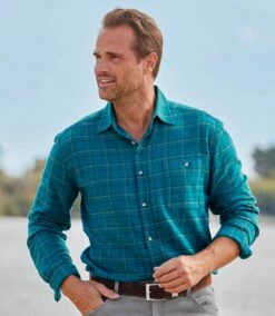 Kariertes Flanellhemd In Petrolblau -ATLAS FOR MEN Verkäufe 214eb510b0a1b2bbef9fb5e28a4b21be