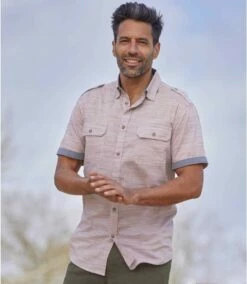 Kurzärmeliges Hemd Aus Geflammtem Popelin