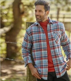 Kariertes Flanellhemd In Gletscherblau -ATLAS FOR MEN Verkäufe 2fdfad9f4dd341d9c48186cd3538f48a