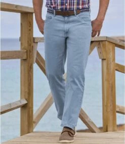 Hellblaue Stretch-Jeans Mit Regular-Schnitt