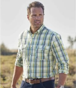 Kariertes Popelinhemd Frühling -ATLAS FOR MEN Verkäufe 34b470b4ebfa26940a026651233a5381