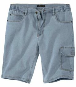 Hellblaue Cargo-Bermuda Aus Stretch-Denim