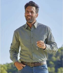 Popelin-Hemd New West Mit Micromotiv