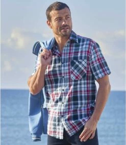 Kariertes Sommerhemd In Waffel-Optik -ATLAS FOR MEN Verkäufe 396289d893d6fdbcd9a5a07869a6c024