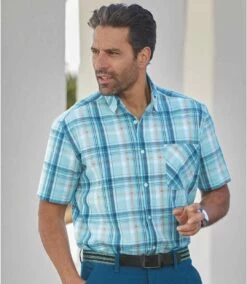 Kariertes Sommerhemd Balearen Mit Waffel-Effekt -ATLAS FOR MEN Verkäufe 397c10008b3d890908fb6d3e6e02dc38