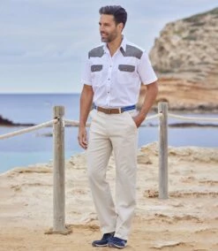 Weißes Hemd Mit Chambray-Details -ATLAS FOR MEN Verkäufe 48a1e67da9114e744af08e0fcfac9e1e