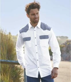 Weißes Hemd Im Western-Style -ATLAS FOR MEN Verkäufe 5b23fd9810a2e5bede1fe8008eea71ce