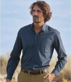 Popelinhemd Trendy Mit Micromotiv