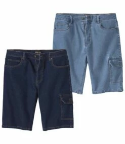 2er-Pack Cargo-Bemudas Aus Stretch-Denim