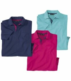 3er-Pack Einfarbige Poloshirts