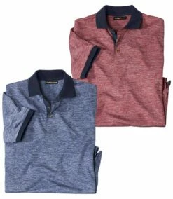 2er-Pack Poloshirts Trendy In Geflammter Optik