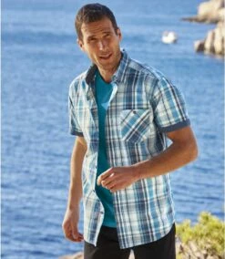 Blau Kariertes Sommerhemd -ATLAS FOR MEN Verkäufe b886a85fb8115a53b7581509238e80d2