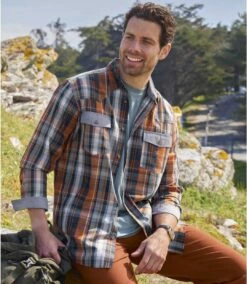 Kariertes Popelin-Hemd Mit Details In Chambray -ATLAS FOR MEN Verkäufe b9b0265f9729ac5ac2fb6c00e8d56968