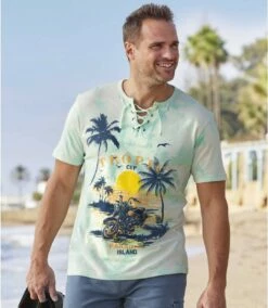 T-Shirt Mit Schnürung Und Aufdruck Biker's Paradis