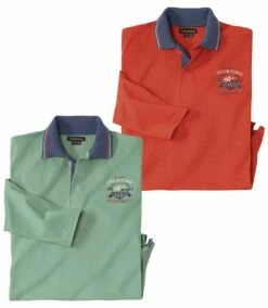 2er-Pack Langärmelige Poloshirts