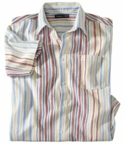 Gestreiftes Hemd Summer Aus Krepp-Stoff -ATLAS FOR MEN Verkäufe c48a8572bae6462ea38e5b47fb86c9ba