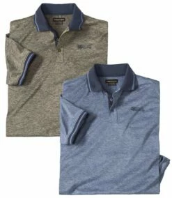 2er-Pack Melierte Poloshirts