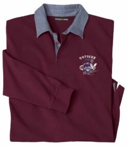 Langärmeliges Poloshirt Mit Chambray-Details -ATLAS FOR MEN Verkäufe d04b8c82b422c0abfa9ce4352b9c57d7