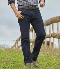 Dunkelblaue Jeans Aus Stretch-Denim