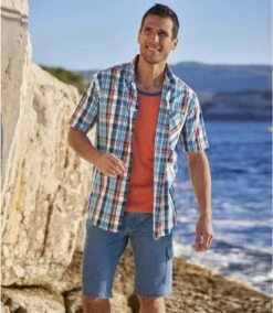 Cargo-Bermuda Aus Stretch-Denim -ATLAS FOR MEN Verkäufe e9c21f40fb61de709659ce053ee29385