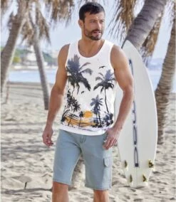 Hellblaue Cargo-Bermuda Aus Stretch-Denim -ATLAS FOR MEN Verkäufe f8f793f66bba7de4de6f0cb6df9884f8