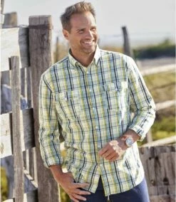 Kariertes Popelinhemd Frühling